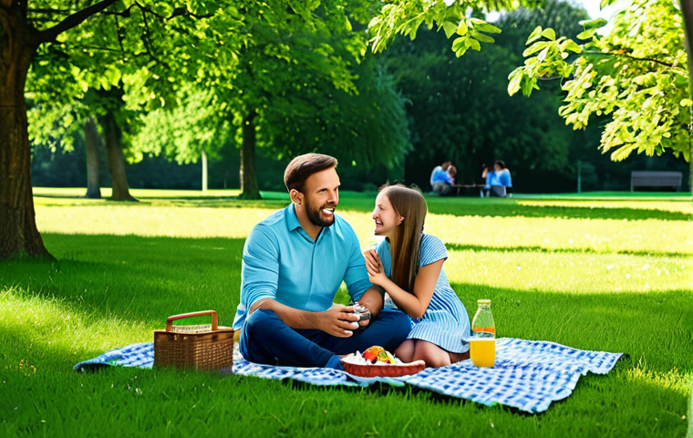 Digital Detox Scene**

"A family enjoys a picnic in a sunny park, fully clothed, no digital devices visible, surrounded by nature. Lush green grass, trees, and a clear blue sky. Safe for work, appropriate content, family-friendly, perfect anatomy, natural proportions, high-quality photo."

**