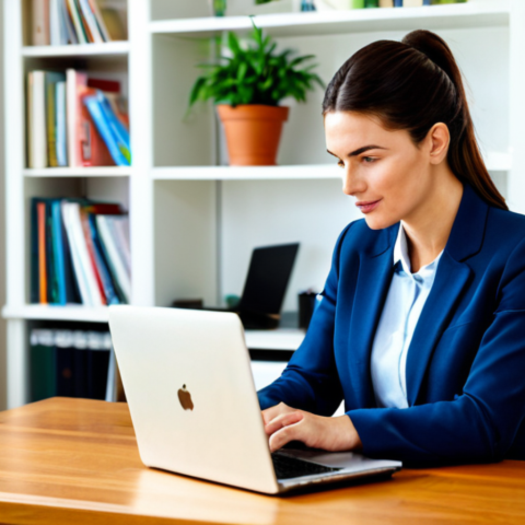 디지털 주의력 관리에서의 목표 달성 방법 - Productive Professional**

"A focused woman in a brightly lit home office, wearing professional atti...