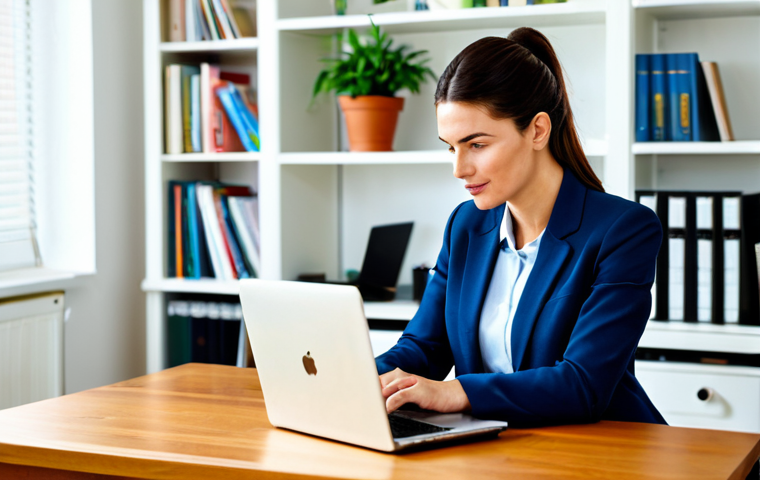 디지털 주의력 관리에서의 목표 달성 방법 - Productive Professional**

"A focused woman in a brightly lit home office, wearing professional atti...