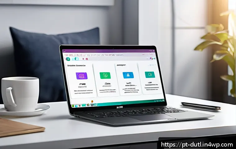 디지털 환경에서의 생산성 향상 팁 - A modern digital workspace setup showcasing a clean and organized desktop environment on a sleek lap...